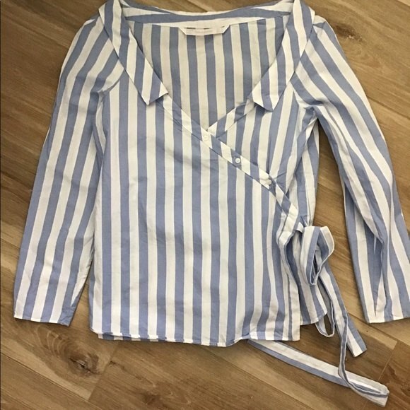 Zara Striped Wrap Blouse S - Picture 3 of 10